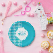 Assiettes En Carton Monogramme et nom du pied de muscade turquoise mod (Fête)