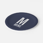 Assiettes En Carton Monogramme et nom personnalisés modernes (Angle)