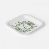 Assiettes En Carton Monogramme Eucalyptus Dizaines de Brownies (Angulaire)