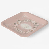 Assiettes En Carton Monogramme floral de Boho rose (Angulaire)