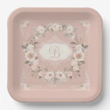 Monogramme floral de Boho rose