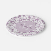 Assiettes En Carton Monogramme Floral Moderne Avec Nom (Angle)
