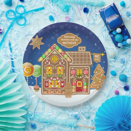 Assiettes En Carton Monogramme Gingerbread Maison Cookies de Noël Bonb (Fête)