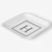Assiettes En Carton Monogramme gris simple sur blanc (Angulaire)
