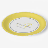 Assiettes En Carton Monogramme illuminant jaune, gris avec blanc (Angle)
