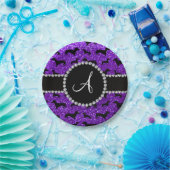 Assiettes En Carton Monogramme indigo violet parties scintillant dachs (Fête)