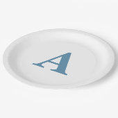 Assiettes En Carton Monogramme Initial Dusty Blue Élégant Nom personna (Angle)