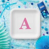 Assiettes En Carton Monogramme Initial Élégant Nom Personnalisé Rose B (Fête)
