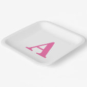 Assiettes En Carton Monogramme Initial Élégant Nom Personnalisé Rose B (Angulaire)