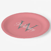 Assiettes En Carton Monogramme initial personnalisé (Angle)