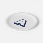 Assiettes En Carton Monogramme initial personnalisé bleu marine modern (Angle)