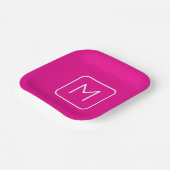 Assiettes En Carton Monogramme Initial Simple & Moderne | Rose & Blanc (Angulaire)