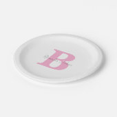 Assiettes En Carton Monogramme Initiales Baby shower rose Nom personna (Angle)