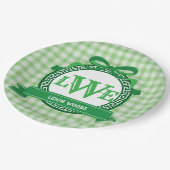 Assiettes En Carton Monogramme intégral En vichy grec (Angle)