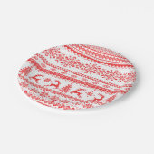 Assiettes En Carton Monogramme juste rouge de motif d'île de chandail (Angle)