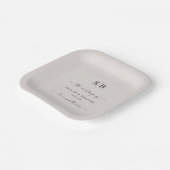 Assiettes En Carton Monogramme Mariage Ecru blanc cassé couleur simple (Angulaire)