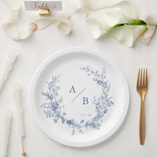 Assiettes En Carton Monogramme Mariage français victorien classique (Mariage)