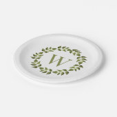 Assiettes En Carton Monogramme Mariage initial Botanique verte Wreath (Angle)