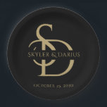 Assiettes En Carton Monogramme Mariage Simple Personnalisé Avec Nom<br><div class="desc">Faites-vous plaisir avec notre Monogramme simple Mariage personnalisé avec des Plaques en papier de nom, conçu pour ajouter une touche d'élégance à tout événement. Avec un système sophistiqué de couleurs noir et or, ces plaques monogrammées sont parfaites pour les mariages, anniversaires, dîners de répétition ou toute occasion spéciale où vous...</div>