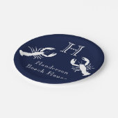 Assiettes En Carton Monogramme Marine Bleu Bleu Homard Nautique (Angle)