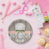 Assiettes En Carton Monogramme Mason Jar Peach Hydrangea Mariage (Fête)
