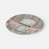 Assiettes En Carton Monogramme Mason Jar Peach Hydrangea Mariage (Angle)