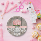 Assiettes En Carton Monogramme Mason Jar rose Hydrangea Mariage (Fête)