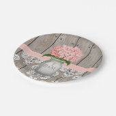 Assiettes En Carton Monogramme Mason Jar rose Hydrangea Mariage (Angle)