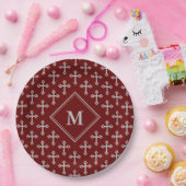 Assiettes En Carton Monogramme moderne Croix Bourgogne (Fête)