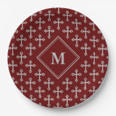 Assiettes En Carton Monogramme moderne Croix Bourgogne (Devant)