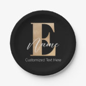 Assiettes En Carton Monogramme moderne E & Nom initial Personnalisé (Devant)