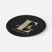 Assiettes En Carton Monogramme moderne E & Nom initial Personnalisé (Angle)