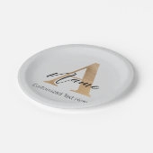 Assiettes En Carton Monogramme moderne Initiale A & Nom Personnalisé (Angle)