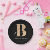 Assiettes En Carton Monogramme moderne Initiale B & Nom Personnalisé (Fête)