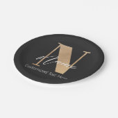 Assiettes En Carton Monogramme moderne Initiale N & Nom Personnalisé (Angle)