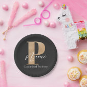 Assiettes En Carton Monogramme moderne Initiale P & Nom Personnalisé (Fête)