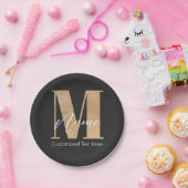 Assiettes En Carton Monogramme moderne M & Nom initial Personnalisé (Fête)