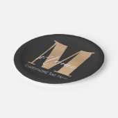 Assiettes En Carton Monogramme moderne M & Nom initial Personnalisé (Angle)