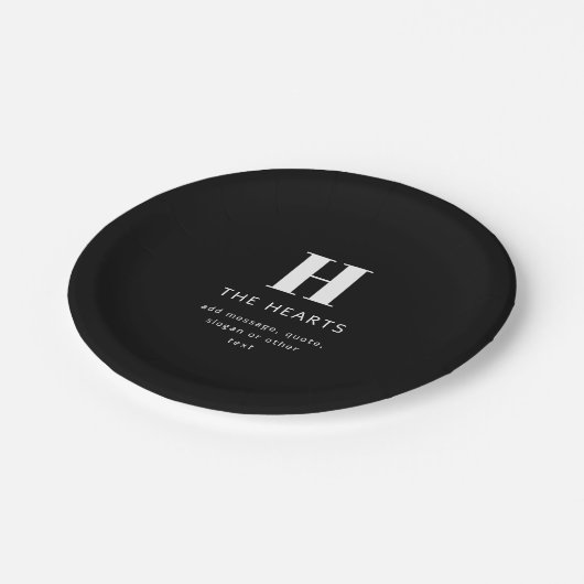 Assiettes En Carton Monogramme moderne modifiable Nom et message | Noi (Angle)