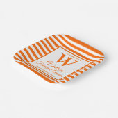 Assiettes En Carton Monogramme moderne Orange Stripes Famille Réunion (Angulaire)