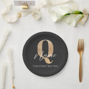 Assiettes En Carton Monogramme moderne Q & Nom initial Personnalisé