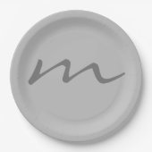 Assiettes En Carton monogramme moderne tendance gris professionnel (Devant)