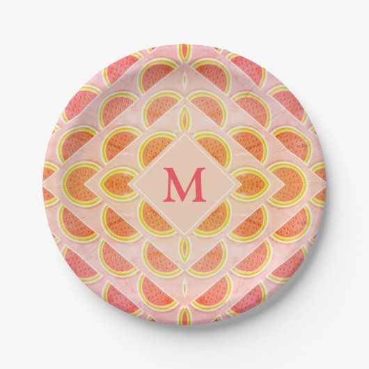 Assiettes En Carton Monogramme moderne WATERMELON (Devant)