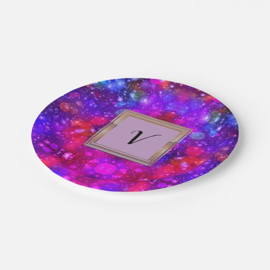 Assiettes En Carton Monogramme Motif moderne et élégant (Angle)