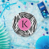 Assiettes En Carton Monogramme noir et blanc Zèbre Impression avec ros (Fête)