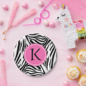 Assiettes En Carton Monogramme noir et blanc Zèbre Impression avec ros (Fête)