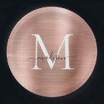 Assiettes En Carton Monogramme or rose Glam métal acier<br><div class="desc">Monogramme or rose Glam métal acier plaque en acier</div>