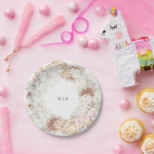 Assiettes En Carton Monogramme Party Pampas Mariage de la laiton (Fête)