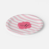 Assiettes En Carton Monogramme Pastel Pink Stripes Patten (Angle)