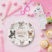 Assiettes En Carton Monogramme Personalized Adorable French Bulldog (Fête)
